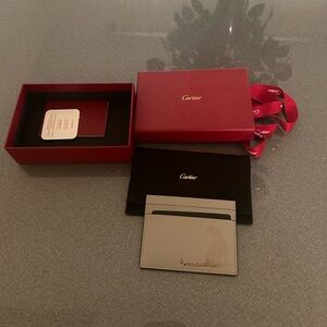 Brand new Authentic Cartier card holder grey calf skin leather